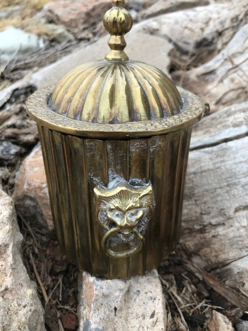Vintage Brass Container Ornate Oval Container with Lid and Etsy
