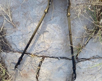 Vintage Brass Fireplace Tongs, Fireplace Tool, Victorian Style Tongs, Brass Décor