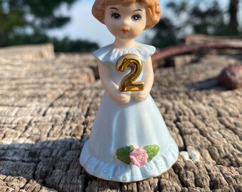 Vintage Growing Up Number 2 Girl, 3” Tall, Enesco 1982, Birthday Girl, Gift, Read Description Please