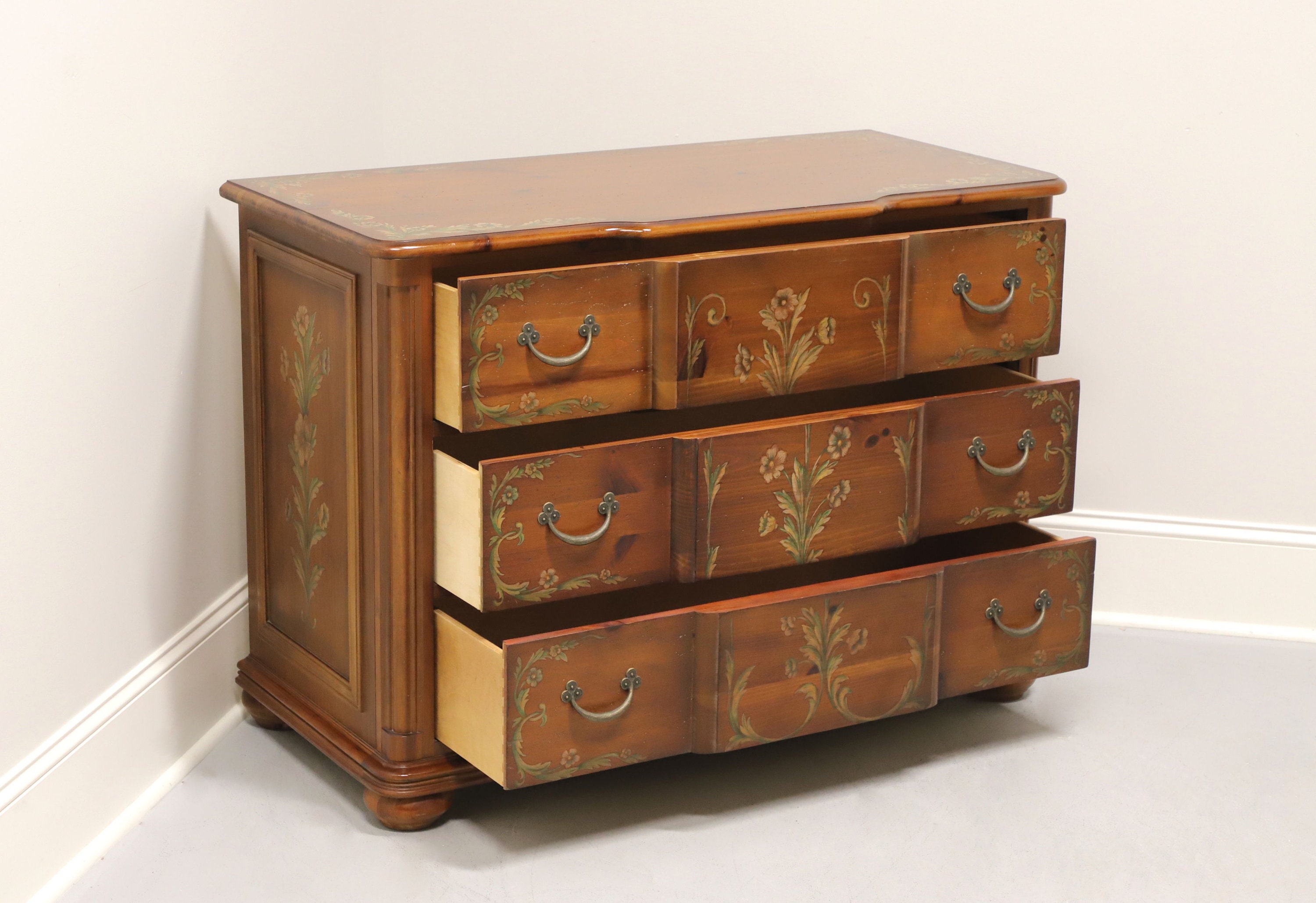 PULASKI French Country Pine Bachelor Chest with Painted Floral Etsy