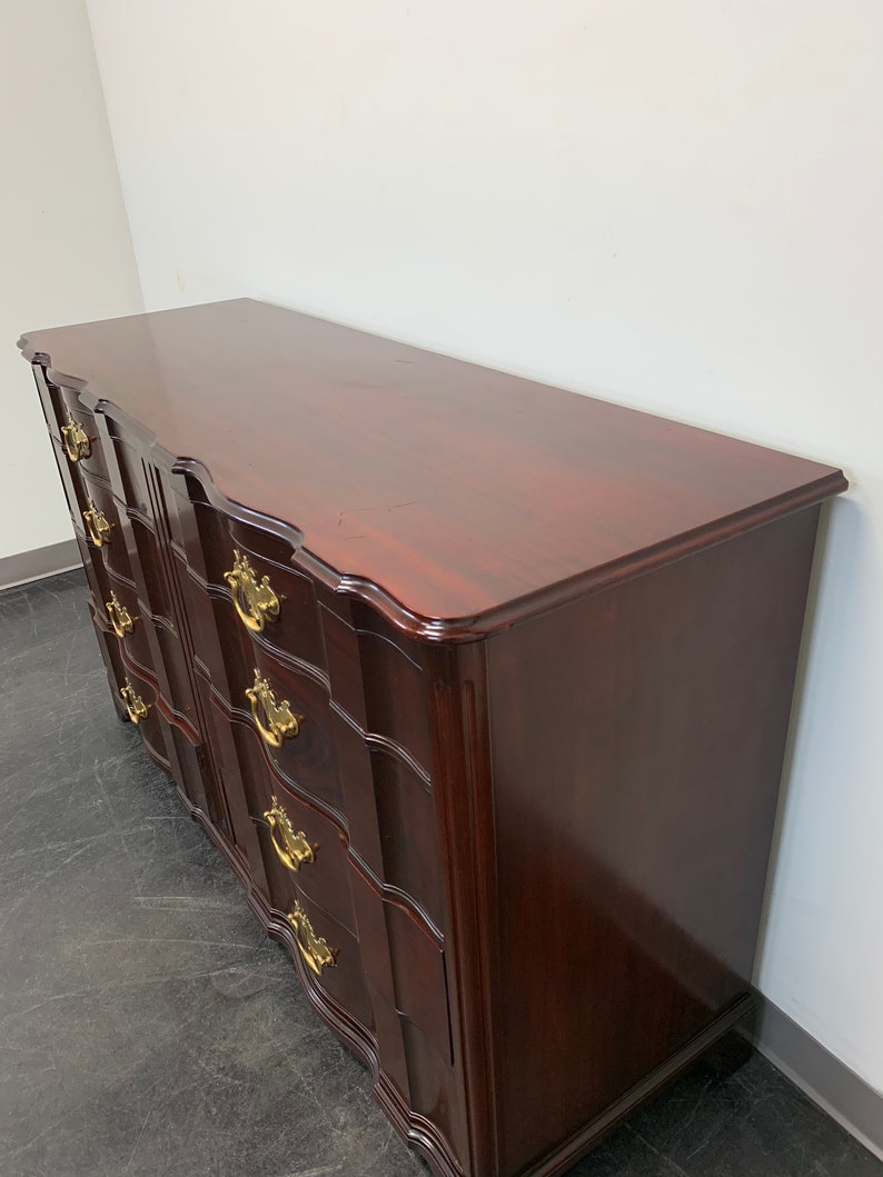 John Stuart Mahogany Serpentine Chippendale Double Dresser