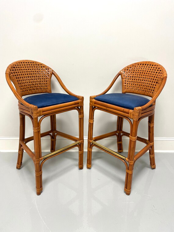 PALECEK Faux Bamboo Bar Height Barstools Pair A Etsy UK