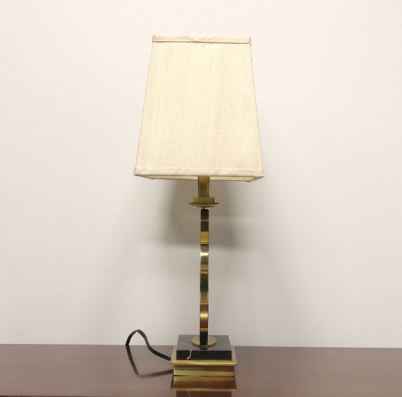 Vintage Solid Brass With Marble Base Table Lamp With Shade Etsy UK