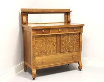Antique Circa 1900 Victorian Era Tiger Oak Empire Style Sideboard