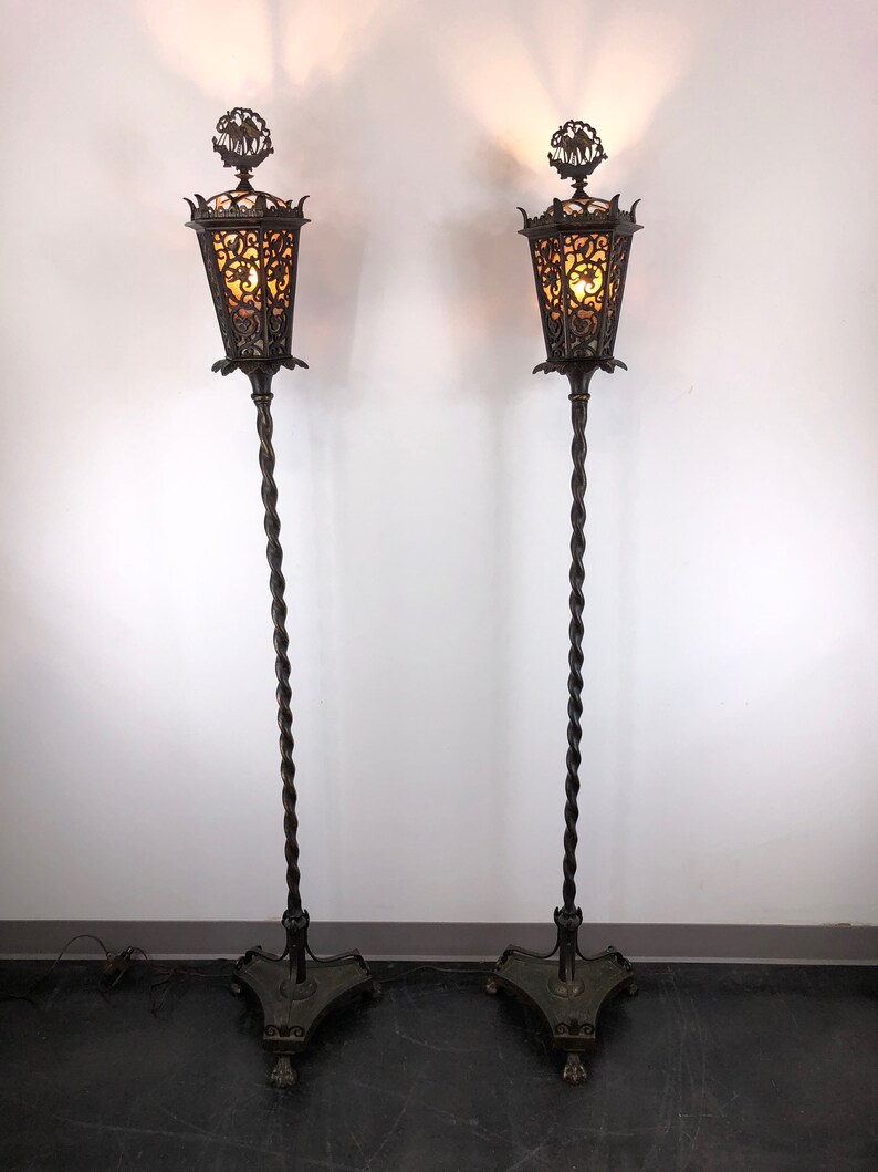 Oscar Bach Segar Studios Bronze Torchieres Floor Lamps Image 0
