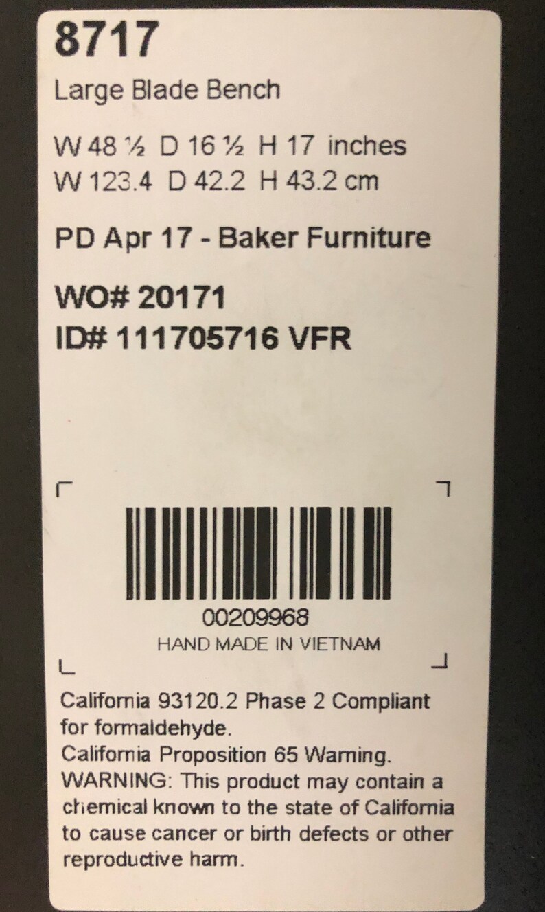 BAKER Thomas Pheasant Blade Bench 8718 Etsy