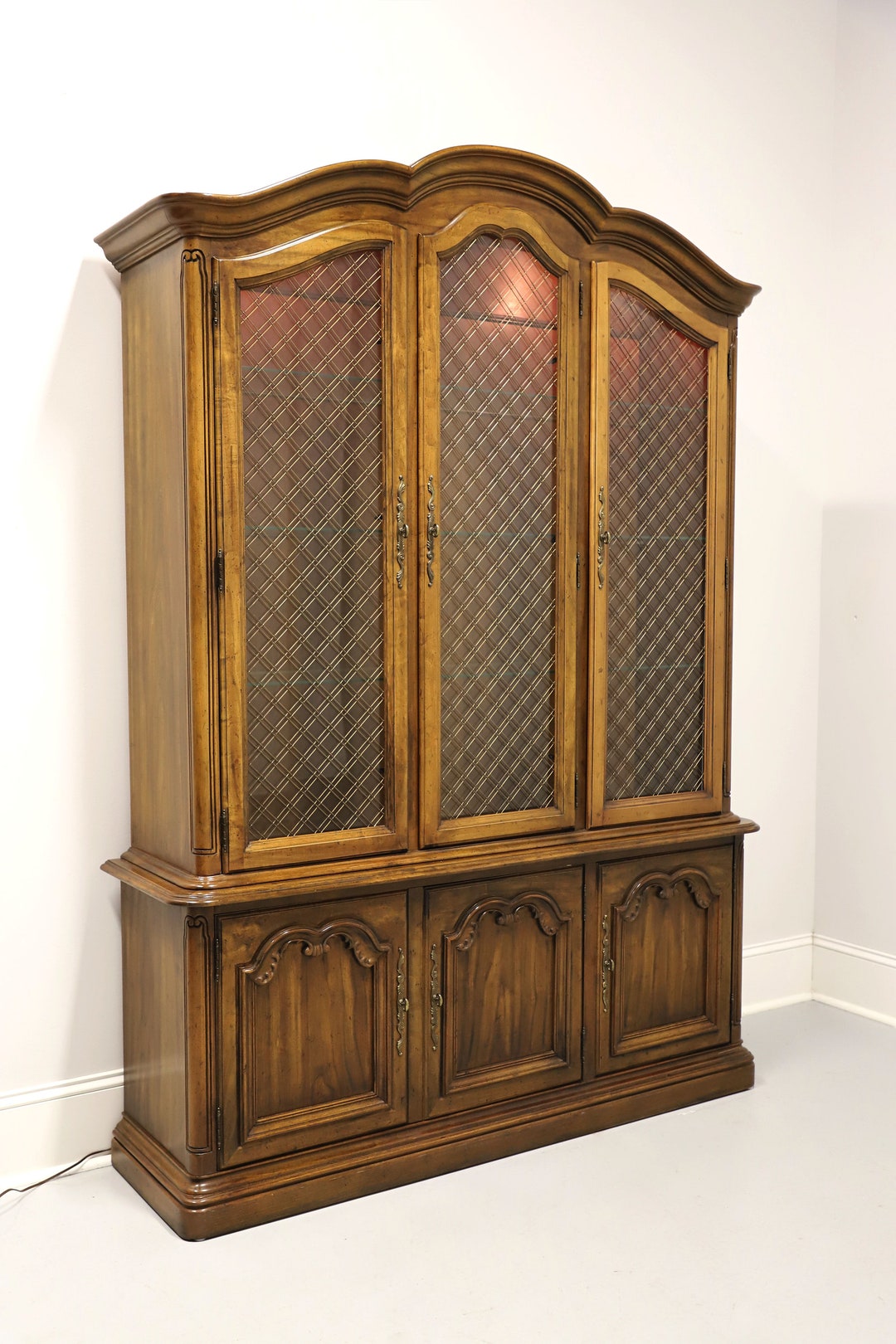 DREXEL Touraine II Pecan French Country China Display Cabinet Etsy