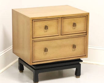 AMERICAN OF MARTINSVILLE Blonde Walnut Asian Inspired Three-Drawer Nightstand