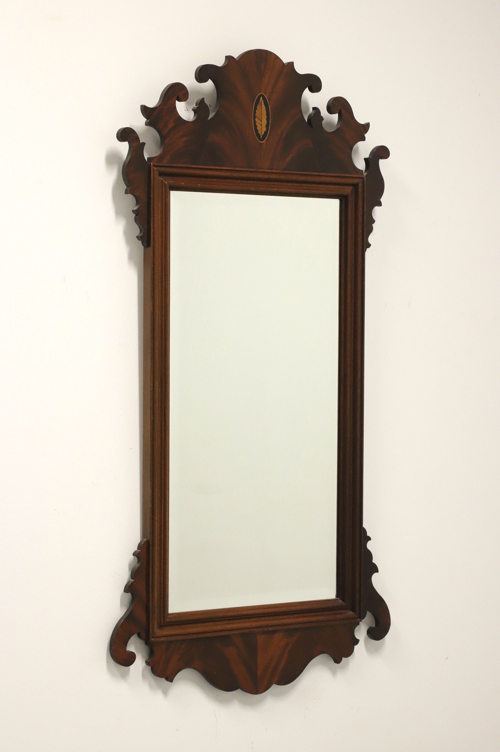 HEKMAN Crotch Mahogany Chippendale Beveled Wall Mirror -  Portugal