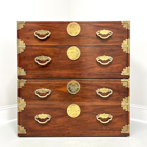 HENREDON Asian Japanese Tansu Campaign Style Modular Stackable Chests - Pair B