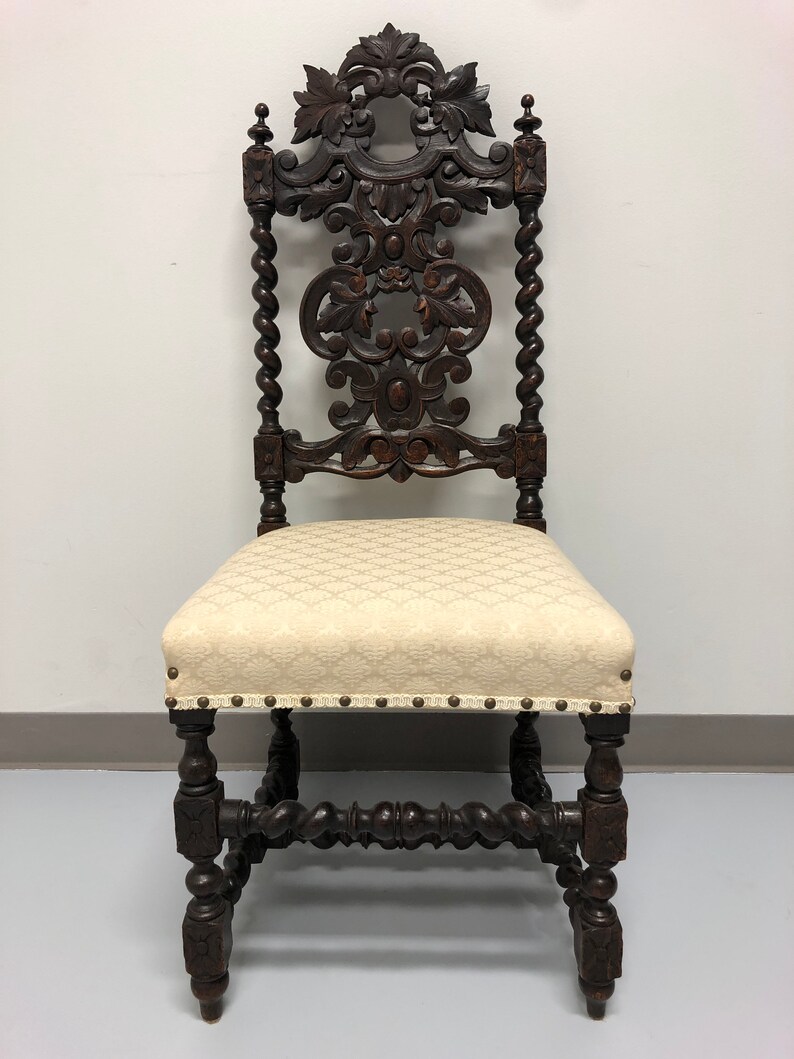 Antique 19th Century Jacobean Revival Barley Twist Chairs Etsy