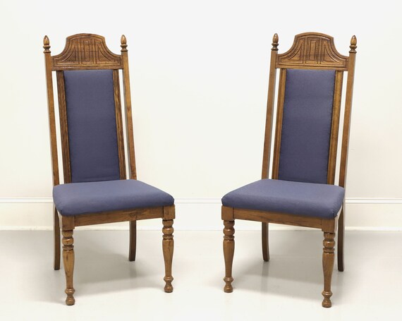 BURLINGTON HOUSE Oak Spanish Revival Dining Side Chairs Pair B Etsy UK