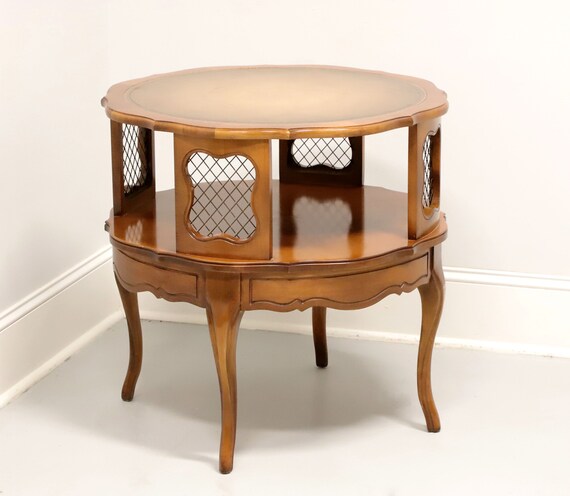 Brown Double Tier Embossed End Table Brown Double Tier Embossed End Table