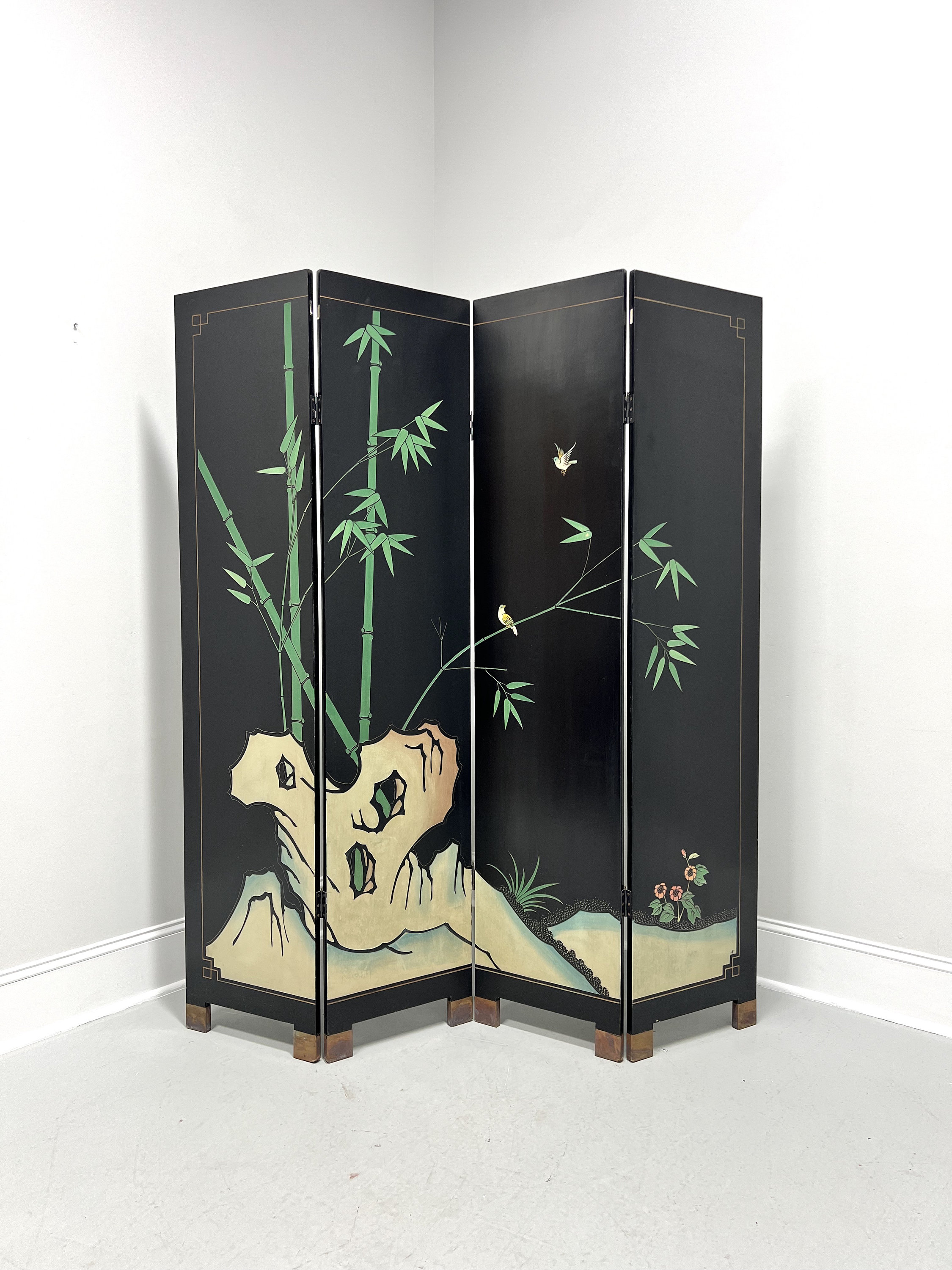 Mid 20th Century Chinese Export Four Panel Coromandel Folding