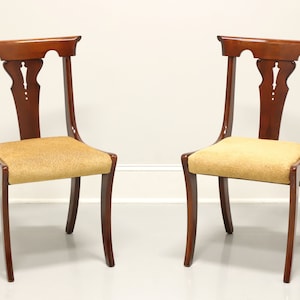 Mid 20th Century Cherry Empire Style Dining Side Chairs - Pair A