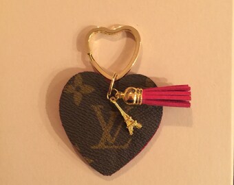 Louis Vuitton heart shaped Keychain upcycled from authentic | Etsy