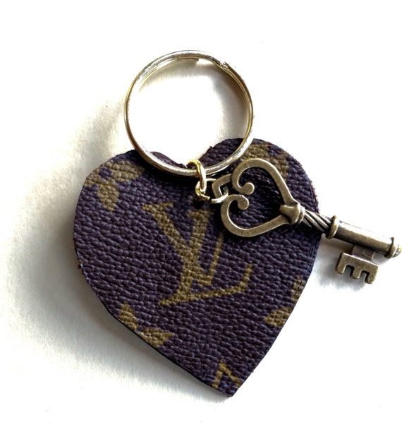 Louis Vuitton heart shaped Keychain upcycled from authentic | Etsy