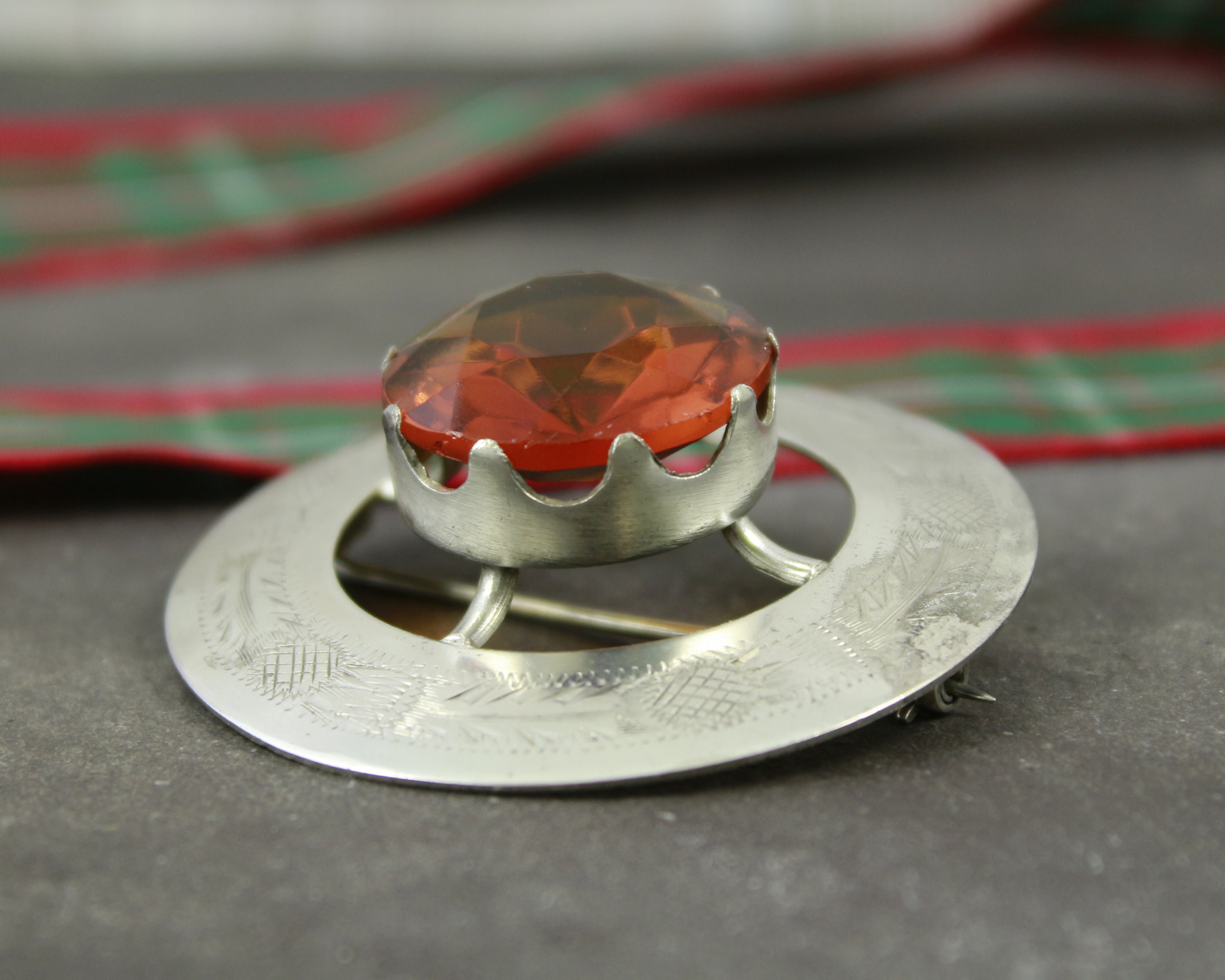 Large Cairngorm Style Scottish Brooch Traditional Plaid Pin Etsy UK