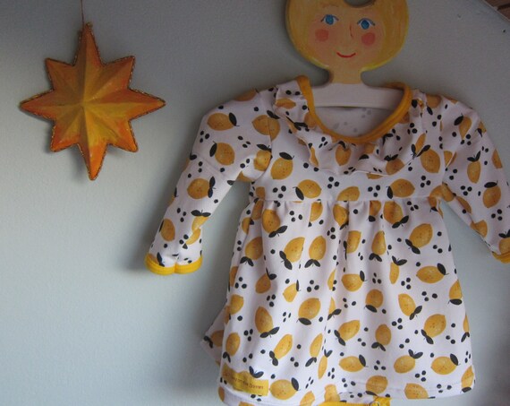 Ruffeled sleeved Baby Body with dress, frisch lemon organic Jersey size: 3 Mo, (Eu 56) Spring, Body suit,