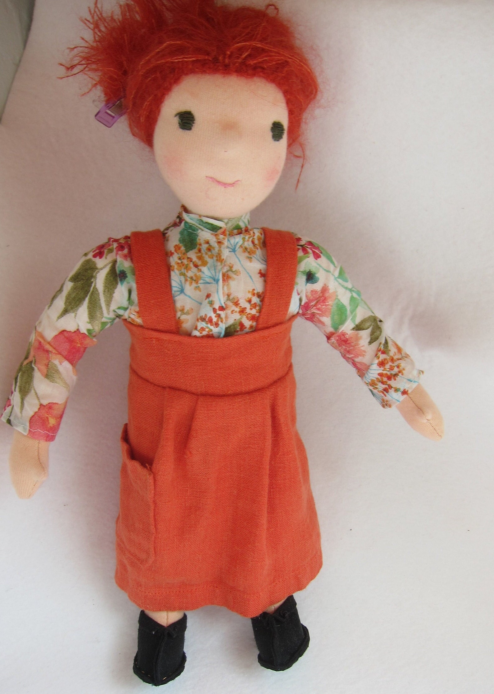 Soft Fabric Doll With Red Hair Clarissa With Linen Dress Etsy