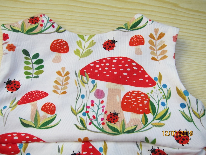 jumpsuit with ladybugs and muschrooms in white and red size 3-6 mo Ecological baby rompers in lucky charm mushrooms
