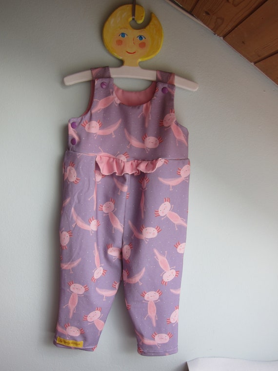 Baby rompers with Lotta Axolotl motiv in pink and lilac size 9 mo  jumpsuit