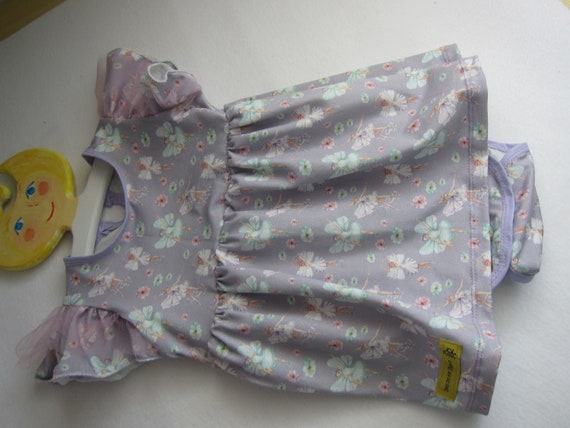 Ruffeled sleeved Baby Body dress in Fairy design organic Jersey size: 6-9 Mo, Spring, Body suit, baby suit, onsie