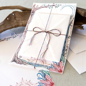 Letter Writing Set - Rustic Stationery on Handmade Paper, Gummed ...