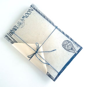 Howl at the Moon stationery - letter writing set - city wolf walks under moon - handmade paper - original artwork - fantasy - comic book art