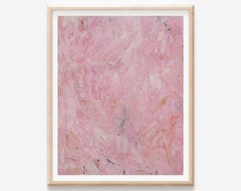 May include: Abstract painting with a pink background and white and gray brushstrokes. The painting has a textured look and feel.