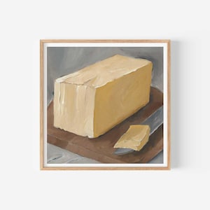 Butter Still Life Art Print | Rustic Kitchen Wall Art | Foodie Gift | Dining Room Decor | Modern Painting | Butter Yellow Artwork