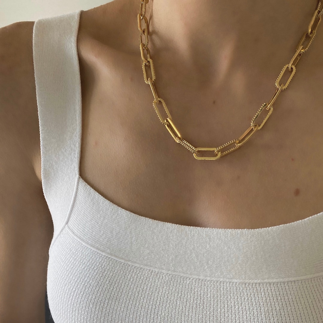 Stainless Steel CZ Metal Chain Link Necklace main image 1