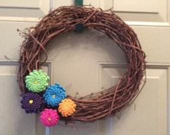 Small Rustic Pinecone Flower Wreath