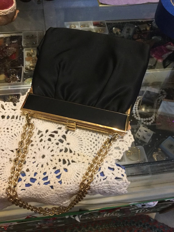 Vintage black satin purse