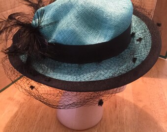 Teal fino woven hat