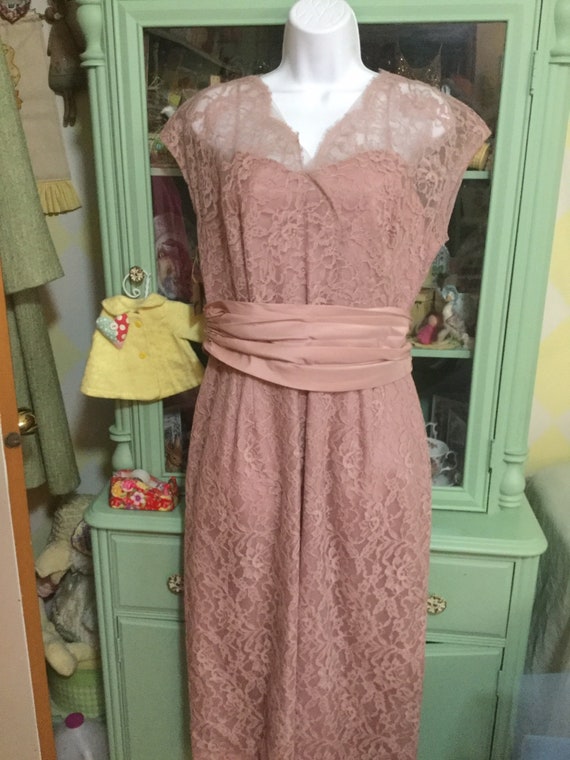 Mauve pink lace dress