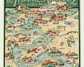 Vintage Railway Poster Thames valley by Motor bus General