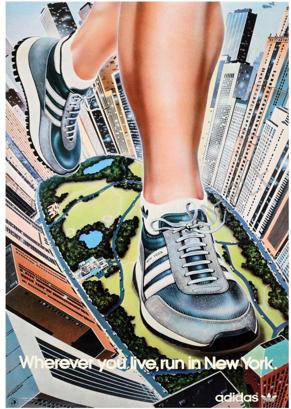 Us Vintage Poster Adidas Trainers New York Jogging - Etsy