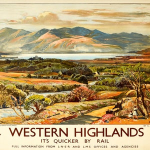 Vintage railway poster western highlands scotland lner birch ra art print A3 A4 imagen 1