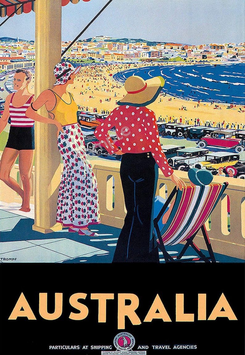 Vintage Poster Australia Art Deco Australian Travel Advert Retro Art ...