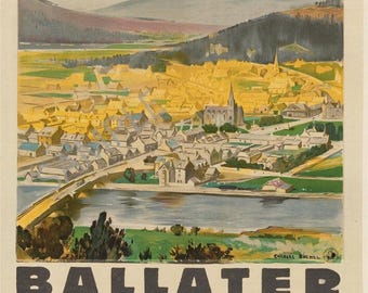 Ballater Royal Deeside Golf Poster Tennis Fishing Bowling Sports Railway Vintage  print