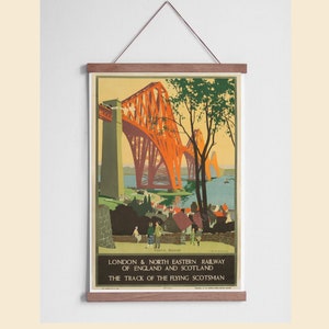 Vintage railway poster forth bridge scotland flying scotsman train print A3 A4