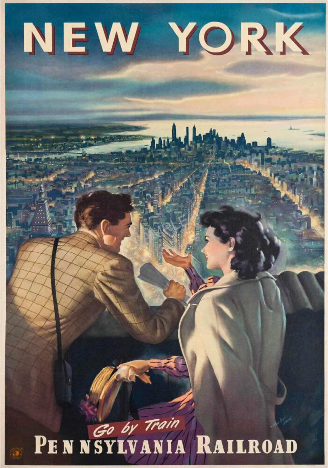 Us Vintage Railway Poster New York City Empire State View Art - Etsy
