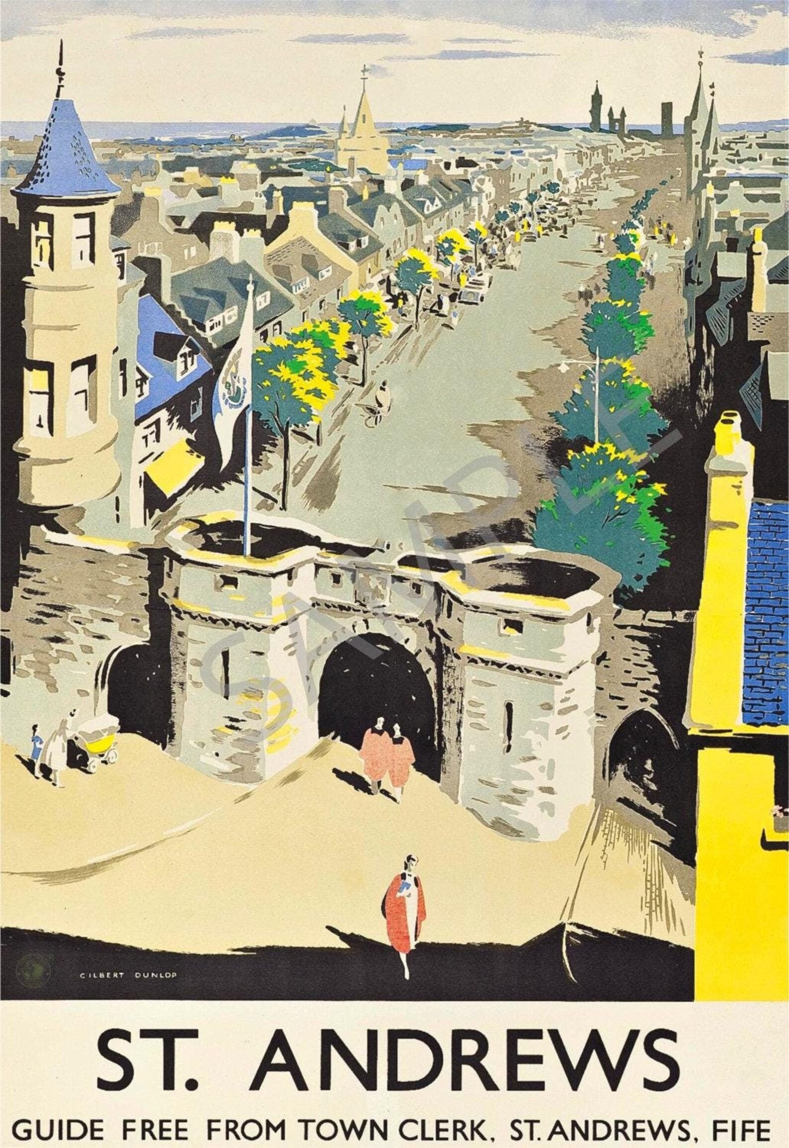 Vintage Railway Poster St Andrews Fife Scotland Art Deco Travel Ad ...