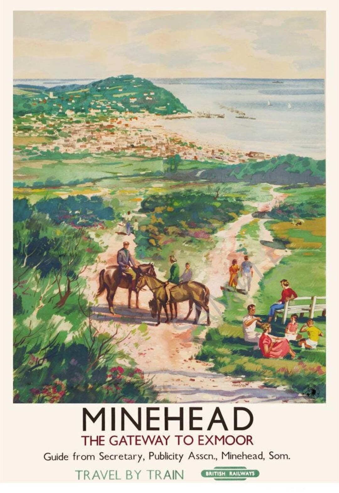 Path Advert Vintage Railway Poster Minehead Horse Riding Pony Trekking Somerset ...