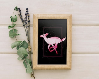 Pink Doe Art Print | Original Mini Artwork (4x6")