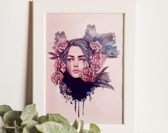 Camellia Art Print | Moody Floral Portrait (4x6")
