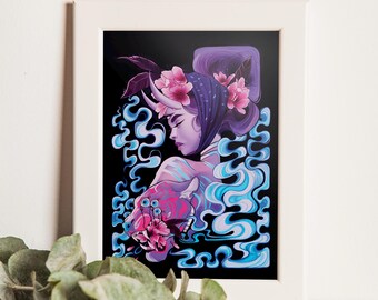 Three Eyed Tiger Mini Print | Original Artwork, Ready to Gift (4x6" )