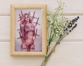 Eight of Swords Tarot Card Print: Original Art, Ready to Gift (4x6" )