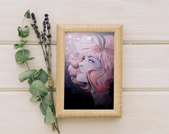 Underwater Girl Art Print | Fantasy Illustration (4x6")